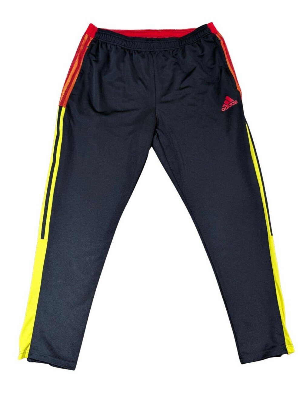 adidas Primegreen Track Pants Mens XL Black Yellow Red Ankle Zip No Drawstring